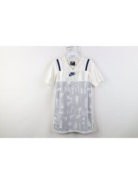 Nike Girls Size Medium Spell Out All Over Print Football Jersey Dress White